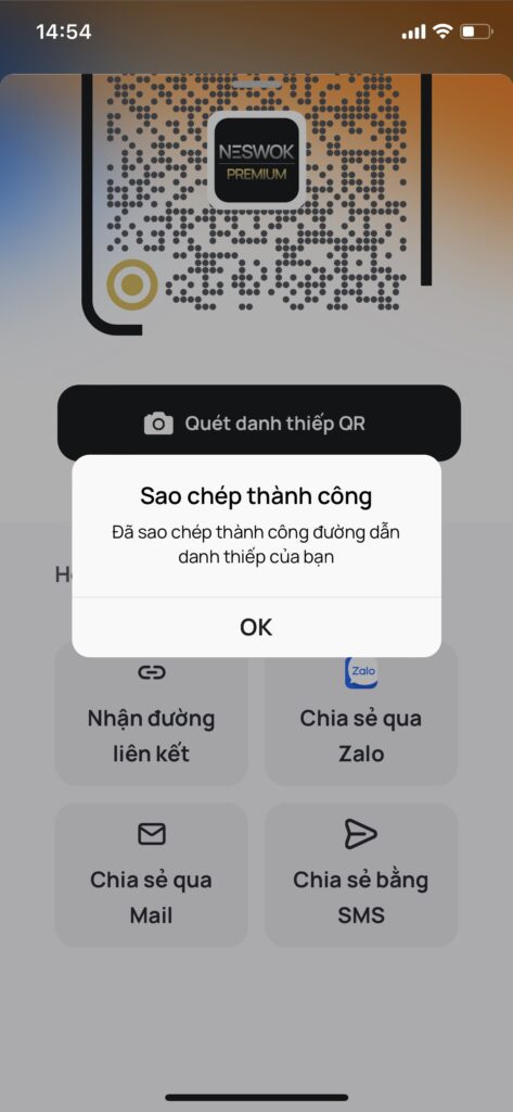 ảnh chụp màn hình app danh thiếp số Neswok