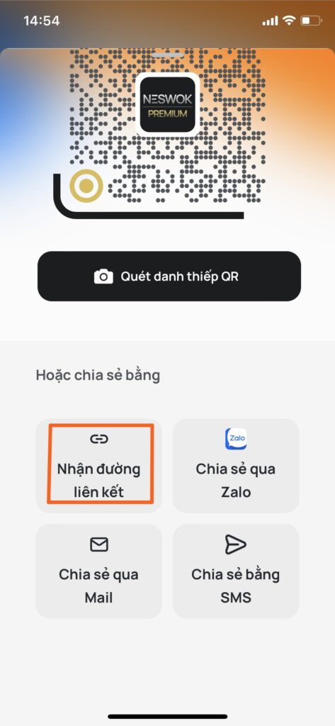 ảnh chụp màn hình app danh thiếp số Neswok