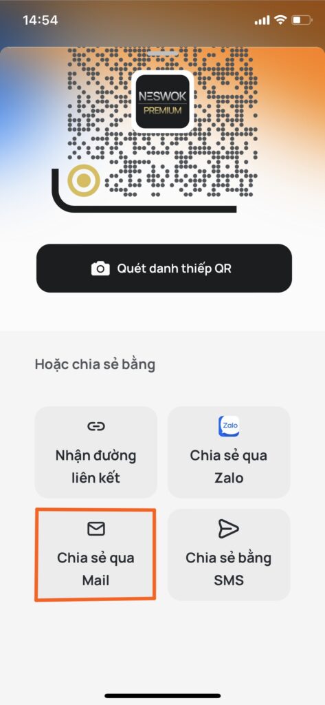 ảnh chụp màn hình app danh thiếp số Neswok