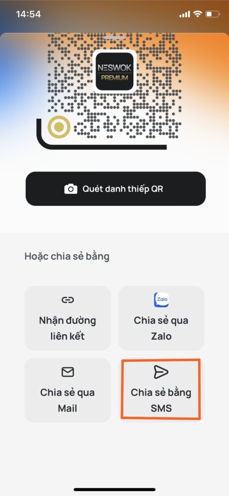 ảnh chụp màn hình app danh thiếp số Neswok